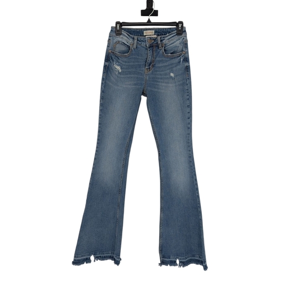 00980 Shyanne Flare Leg Jeans Blue Size 27 denim bohemian western hippie boho - Picture 1 of 10